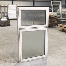 Træ-alu vindue med to opluk, frosset glas - 89 x 151 cm