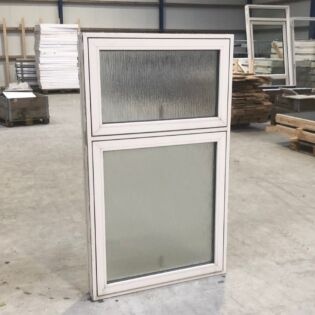 Træ-alu vindue med to opluk, frosset glas - 89 x 151 cm